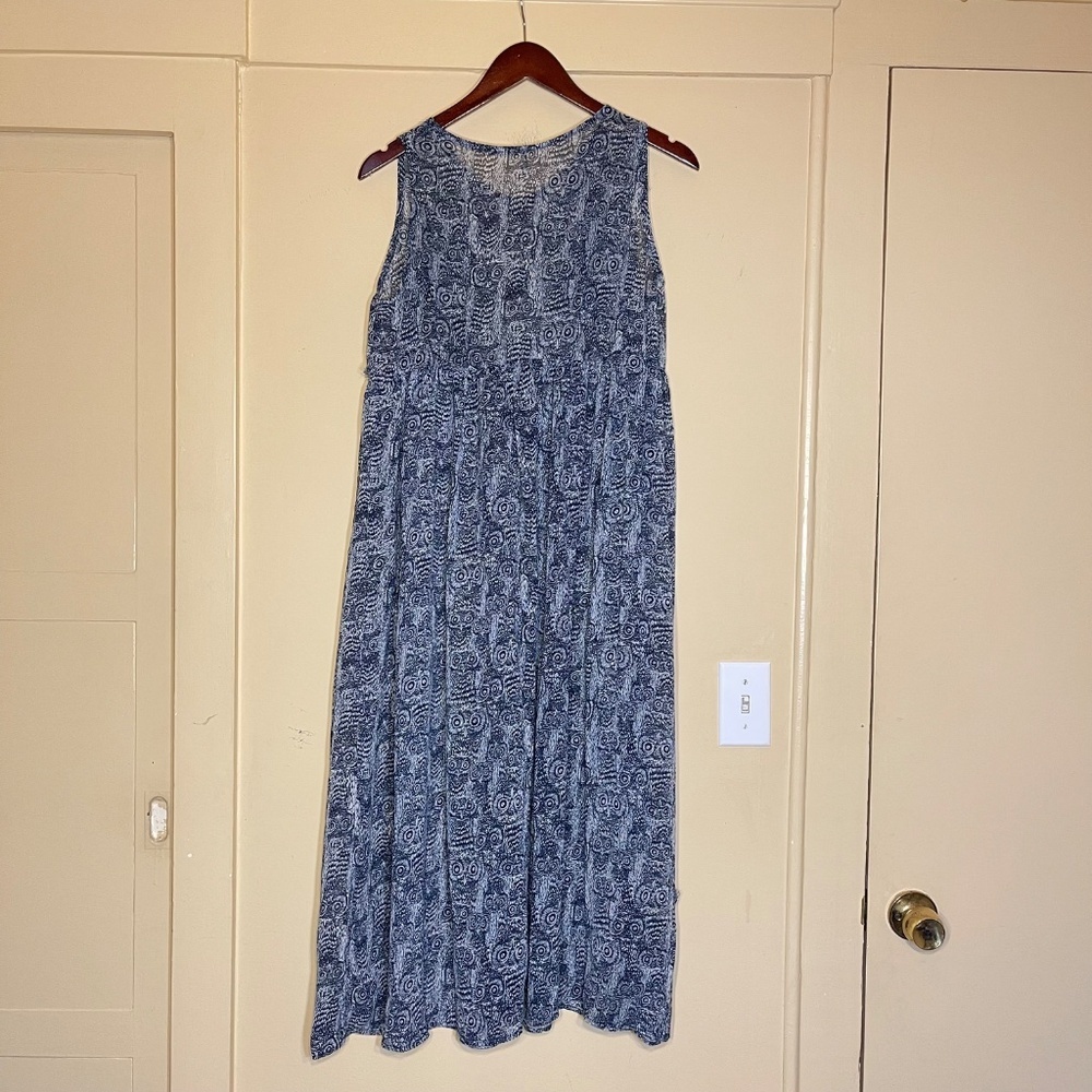 Silk Owl Blue Patterned Maxi Dress - Picture 8 of 9
